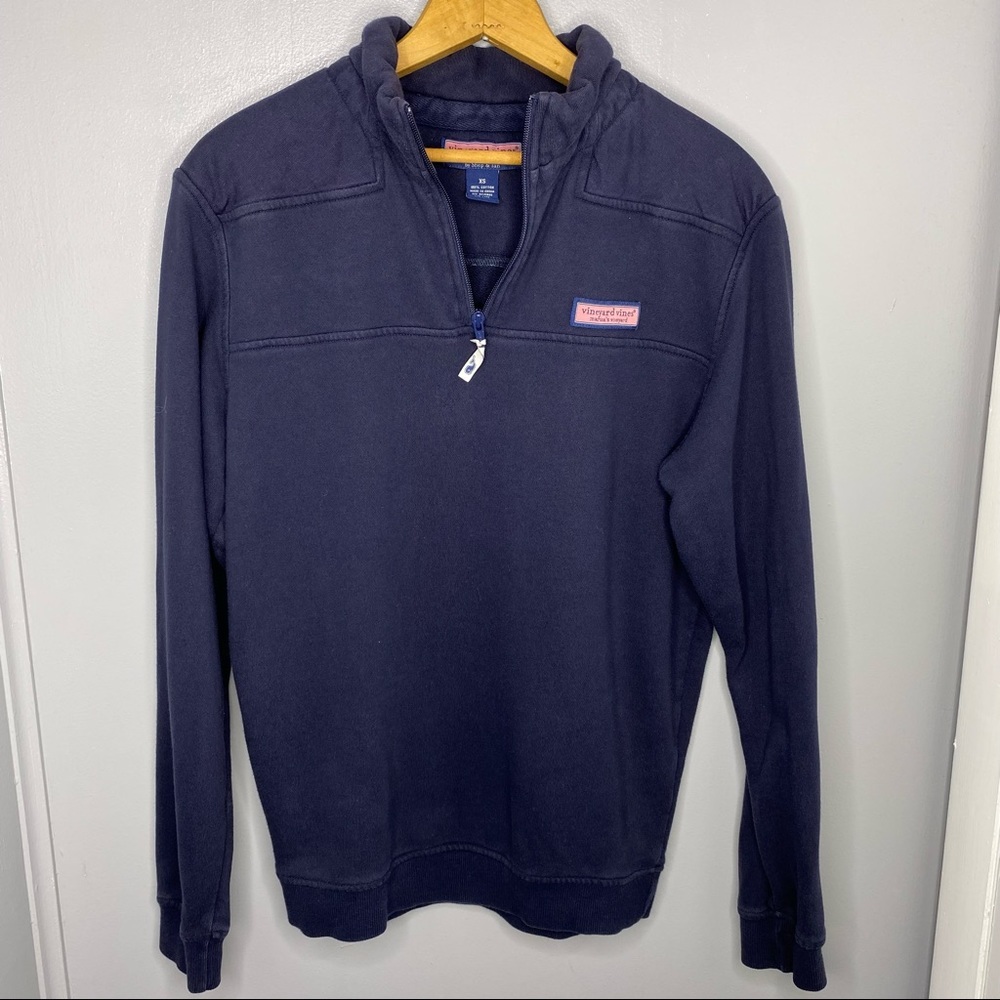 VINEYARD VINES Navy Blue Shep Shirt Quarter Zip Sweatshirt